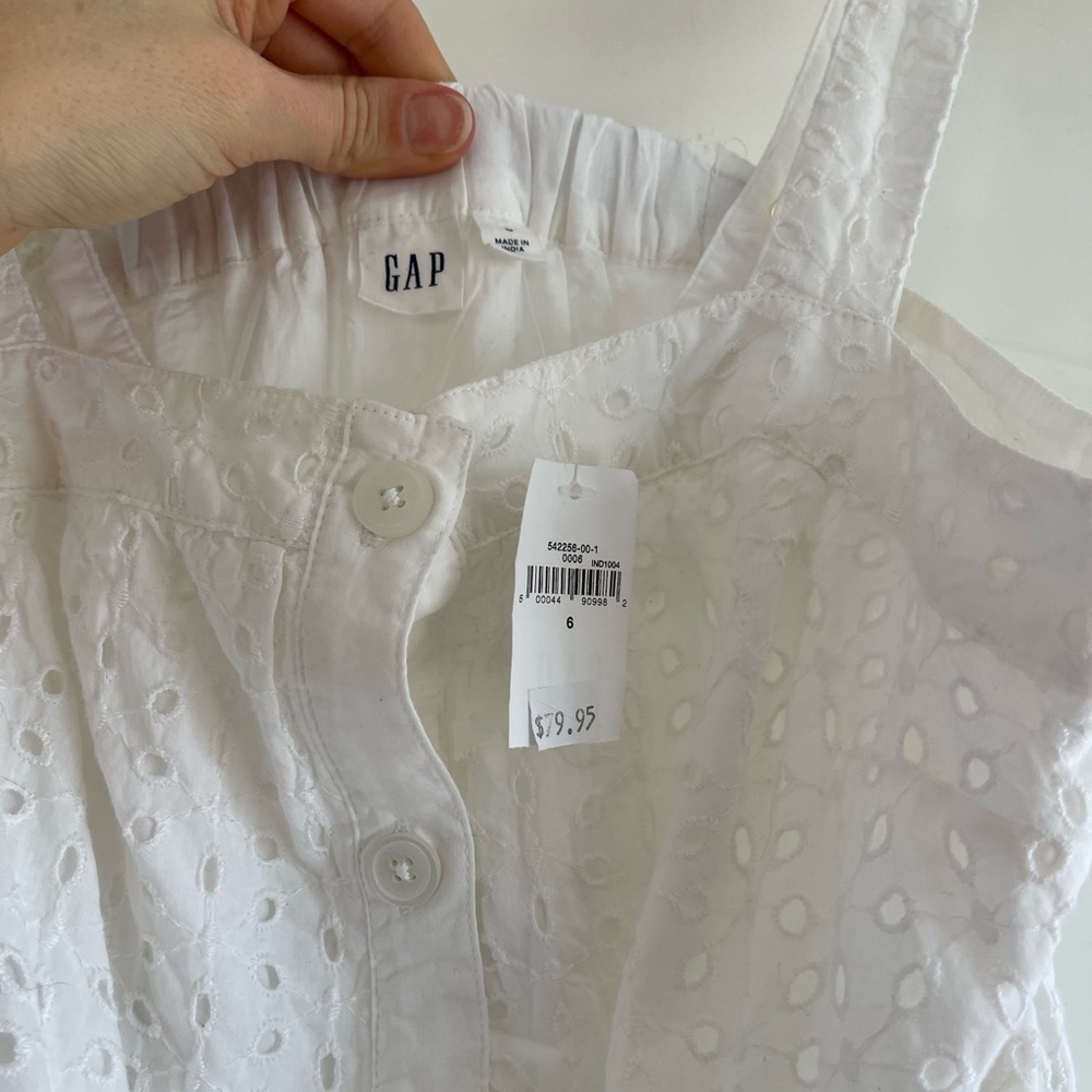 Gap Apron Eyelet Maxi Dress Optic White - 6 - Picture 4 of 6